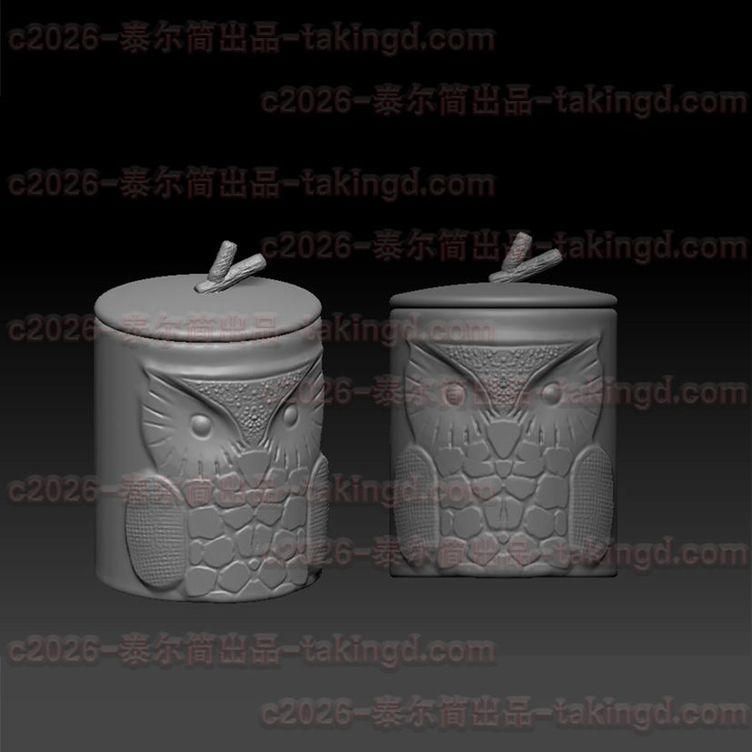 PD03-猫头鹰棉花罐3D模型